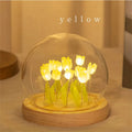 Artificial Tulip Flower Night Light Handmade DIY Bedside Lamp LED Night Lamp Bedroom Decor Christmas Birthday Gifts Table Lamp