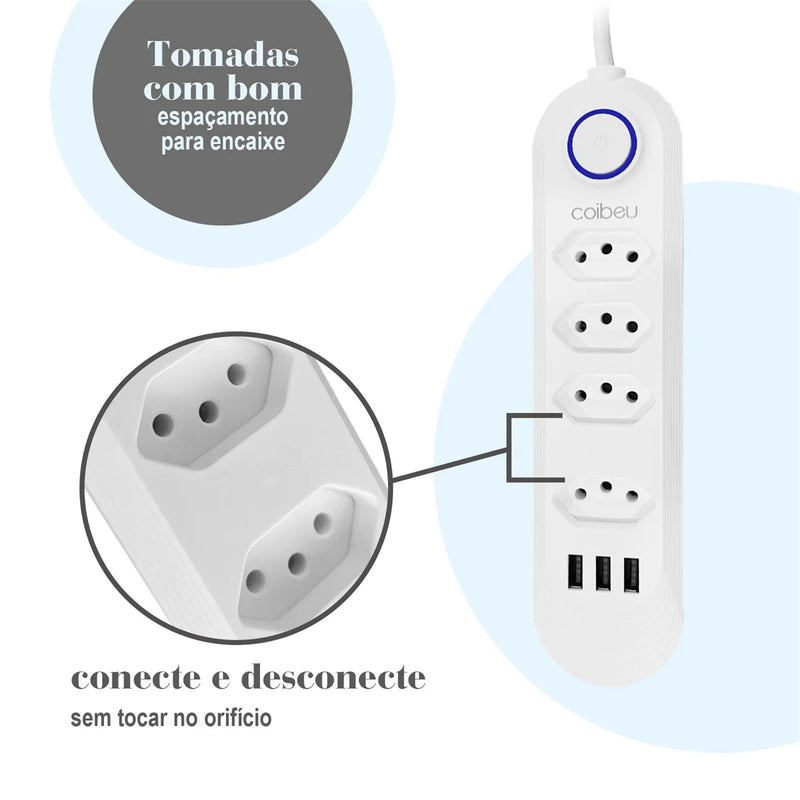 Filtro de Linha com 4 entradas + 3 USB