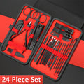 7/10/12/18/20/24PCS Set Professional Manicure Set Kits Stainless Steel Fingernail Toenail Clippers Set with Leather Portable