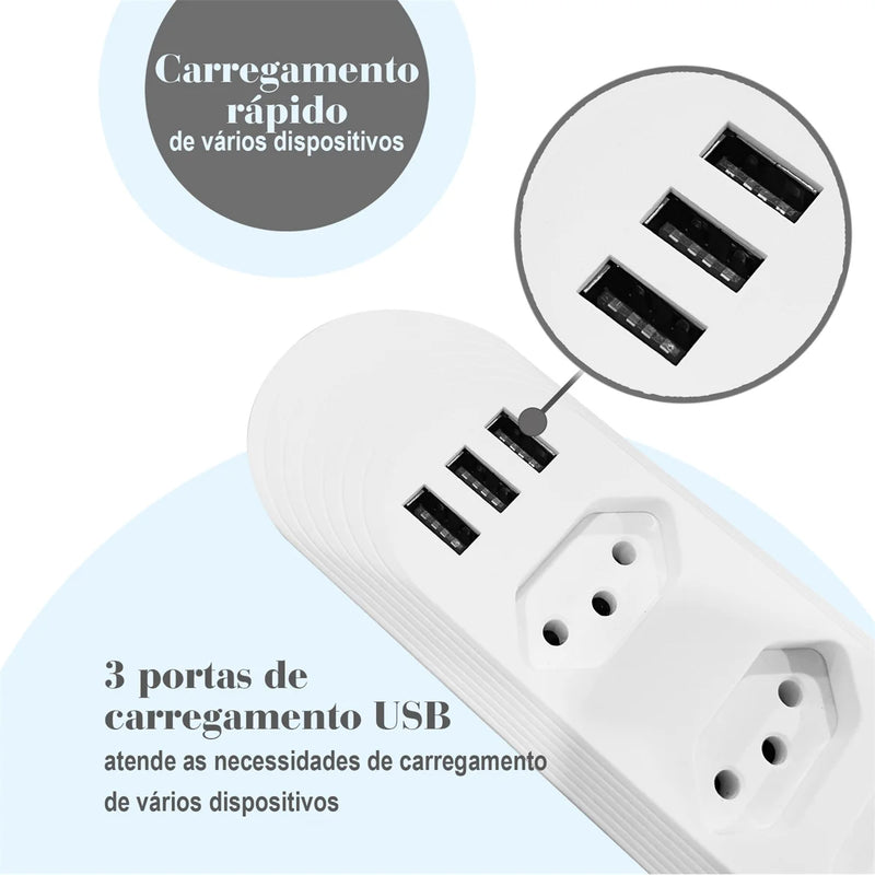 Filtro de Linha com 4 entradas + 3 USB