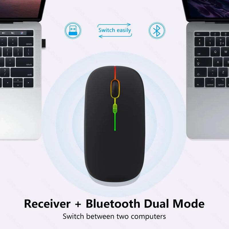 Mouse Sem Fio Recarregável Wireless Óptico com LED