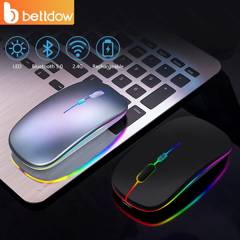 Mouse Sem Fio Recarregável Wireless Óptico com LED